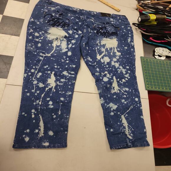 Apple Bottoms Womens Jeans Size 24 Denim Bleach Splatter Distressed Style Logo - Picture 8 of 10